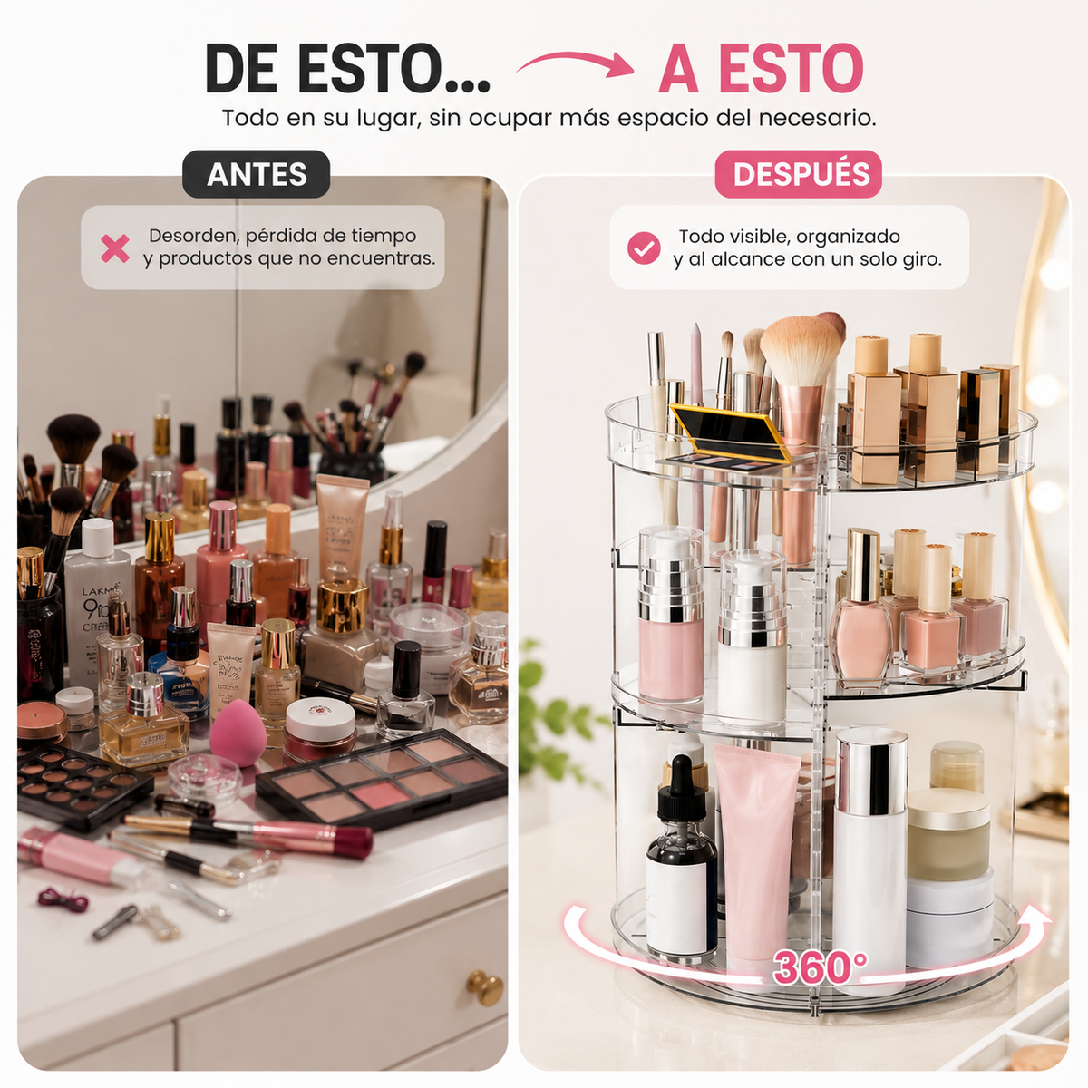 Organizador Maquillaje 360° Giratorio ⚡