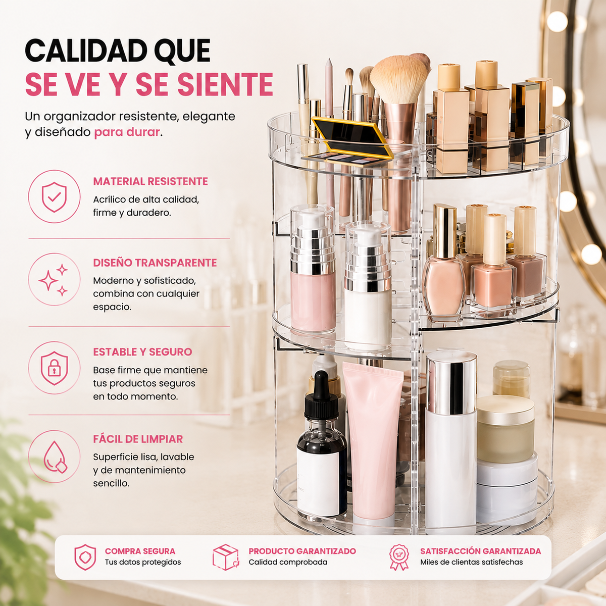 Organizador Maquillaje 360° Giratorio ⚡