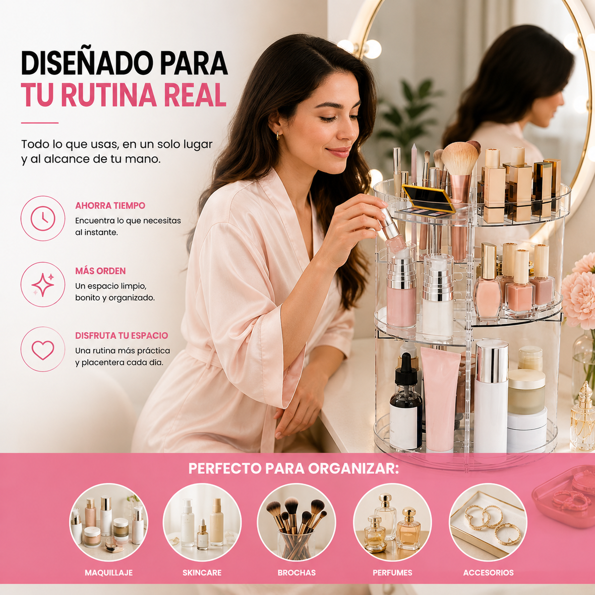 Organizador Maquillaje 360° Giratorio ⚡