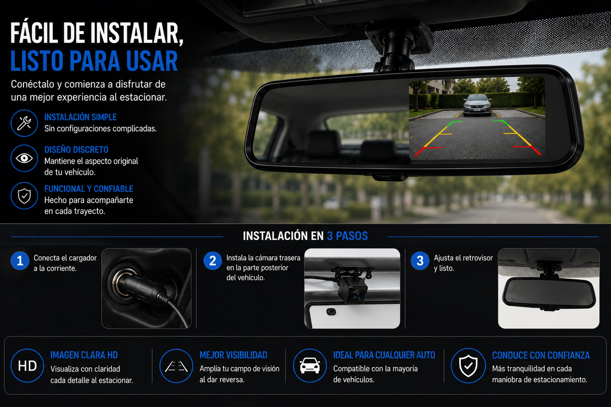 Espejo retrovisor doble cámara full HD