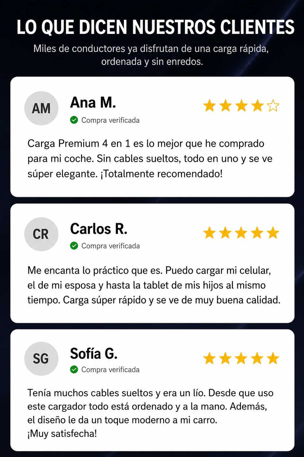 Cargador De Carro Retráctil 4 En 1