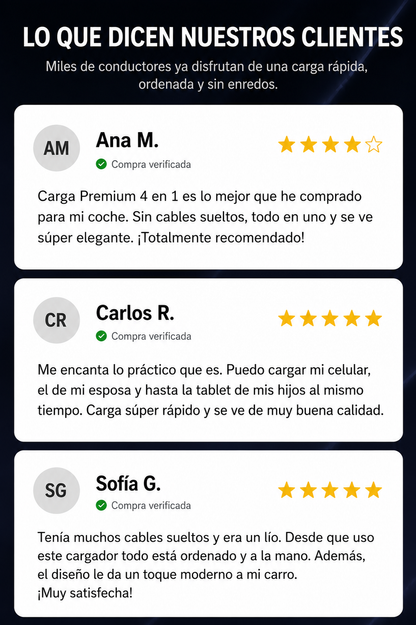 Cargador De Carro Retráctil 4 En 1